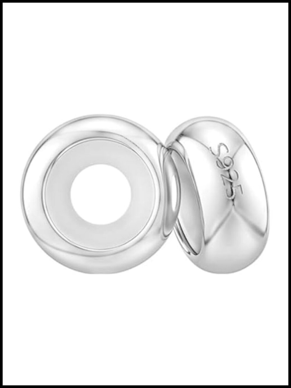 Genuine 925 Sterling Silver Rondelle Spacer Bead Charm for Bracelets Cable